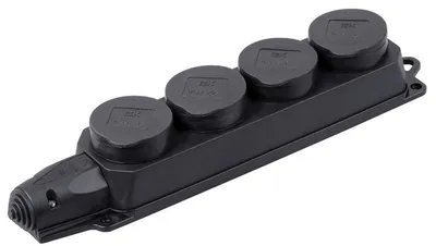 Розетка IEK Омега PKR64-016-2-K02, 4-местная, 16 А, IP44, каучук, черная