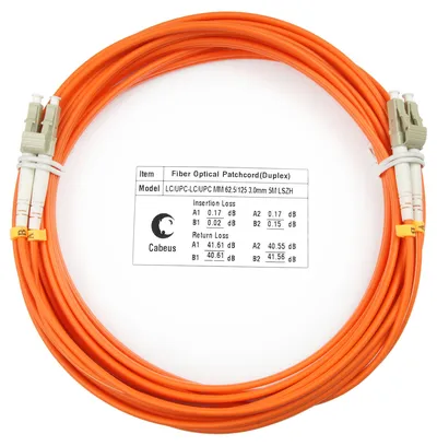Патч-корд оптический Cabeus FOP-62-LC-LC-7m, duplex LC-LC, 62,5/125, 7 м, LSZH