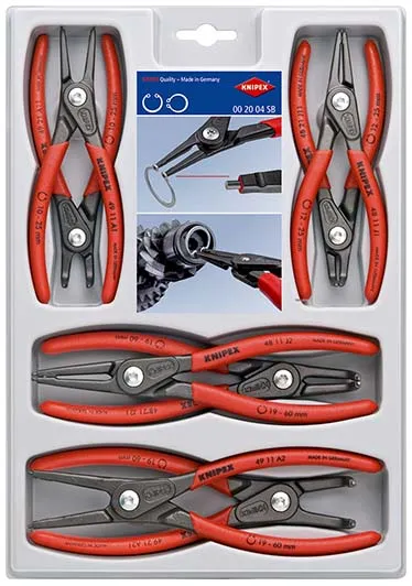 Набор щипцов Knipex KN-002004SB, для стопорных колец, 8 предметов
