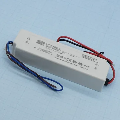 Драйвер светодиодов Mean Well LPV-100-5, 60Вт, 5В/12A, IP67