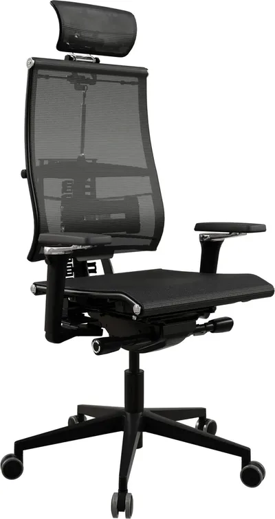 Кресло руководителя эргономичное Метта Yoga Spine Black Edition черный сиденье черный сетка с подголов. крестов.5-луч. металл хром
