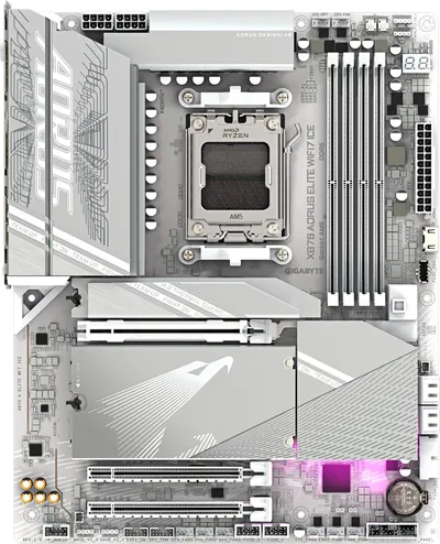 Материнская плата GigaByte X870 Aorus Elite WIFI7 Ice (rev. 1.1), ATX, X870, 4×DDR5, 4×M.2