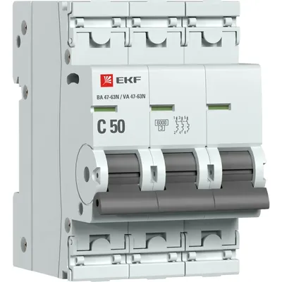 Выключатель автоматический EKF M636350C, 50А, 3П, хар-ка C, 6кА