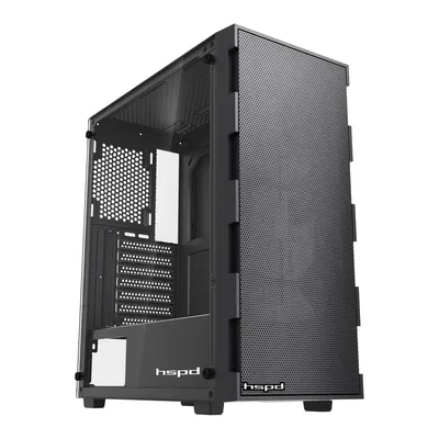 Корпус HSPD M550-TGBK, Mesh Mid Tower, ATX, закалённое стекло, чёрный