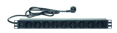 Блок розеток Eurolan 60A-61-01-09BL, 1U, 9×Schuko, 16А