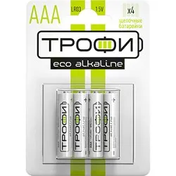 Батарейка Трофи LR03-4Bl Energy Alkaline, AAA (LR03), 1,5 В, 1200 мА·ч, 4 шт