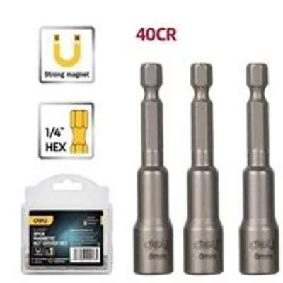 Набор бит DELI DL4808T, торцевые головки 8 мм, 1/4", сталь 40Cr, 3 шт