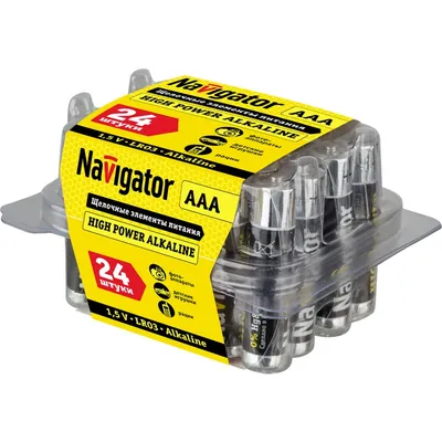 Батарейка Navigator 94787, NBT-NE-LR03-BOX24, AAA/LR03 алкалиновая, 24 шт