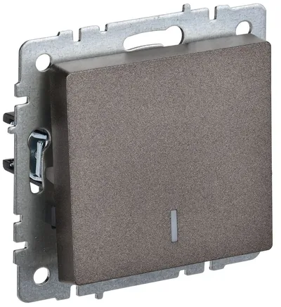 Выключатель IEK BRITE BR-V10-1-10-K45, 1-клавишный, с индикацией, 10 А, IP20, темная бронза