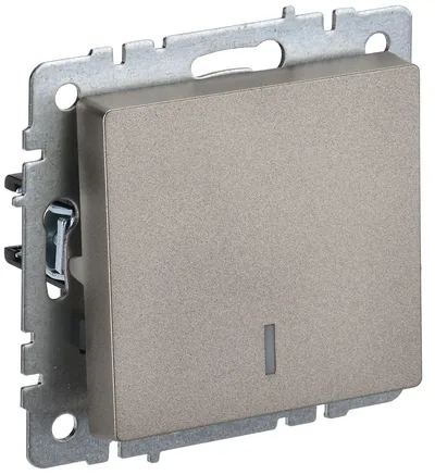 Выключатель IEK BRITE BR-V10-1-10-K37, 1-клавишный, с индикацией, 10 А, шампань
