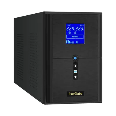 ИБП ExeGate SineTower SN-2000.LCD.AVR.3SH.1C13.RJ.USB, 2000 ВА/1600 Вт, синус
