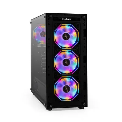 Корпус ExeGate EX294978RUS, Miditower, ATX, БП 600Вт, 4×120мм RGB