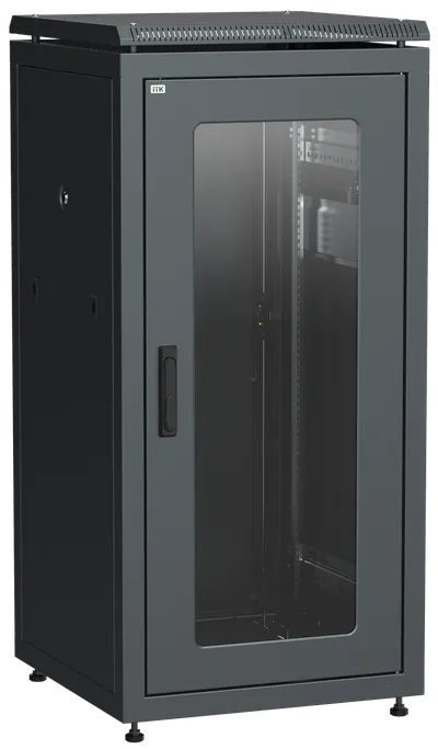 Шкаф сетевой ITK LN05-28U66-GM, 19", 28U, 600×600мм, стекло/металл, черный
