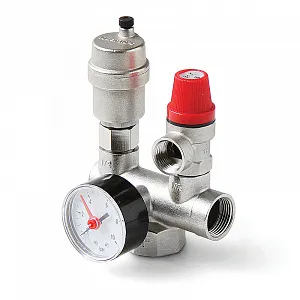 Группа безопасности PRO AQUA SG-F06-F04, резьба 1"×1/2", с воздухоотводчиком и манометром