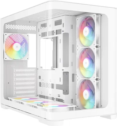 Корпус SAMA V60 V60-WHADA7X1-GL, Midi-Tower, ATX, 7×120 мм ARGB, белый