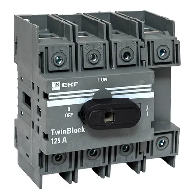 Рубильник EKF tb-125-4p-f, 4P, 125А, с рукояткой
