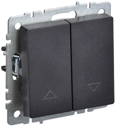 Выключатель для жалюзи IEK BRITE BR-V15-0-10-K02, 10 А, 220 В, 2 клавиши, черный
