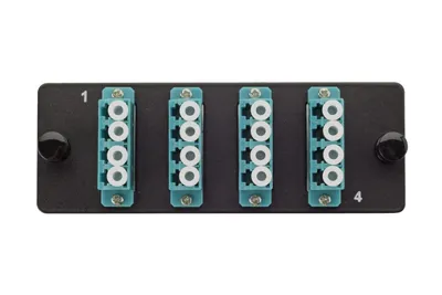 Планка Eurolan 38M-30-4L-04BL, Q-SLOT OM3, 4×LC Quatro, чёрная
