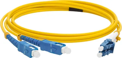 Патч-корд оптический Lanmaster LAN-2LC-2SC/SU-10, Duplex LC/SC, OS2, 10м, жёлтый