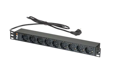 Блок розеток TLK TLK-RSC09-M-04-BK, 19", 9×Schuko, 16 А, 1U