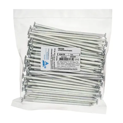 Гвоздь строительный Тех-КРЕП 101596, 4.0×120, оцинкованный, 1кг