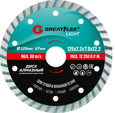 Диск отрезной алмазный FIT 55-776, 125×2.2×22.2 мм, турбо
