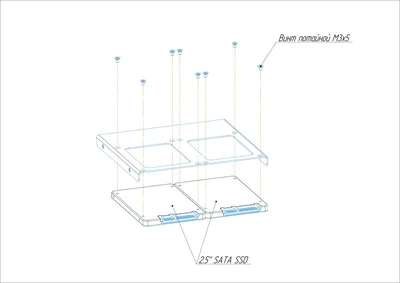 Переходник для накопителей, 2 х 2,5” в 5,25” Slim