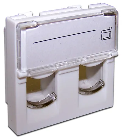 Вставка LANMASTER LAN-SIP-24L-WH, 45x45, 2 модуля Keystone, со шторкой, белая