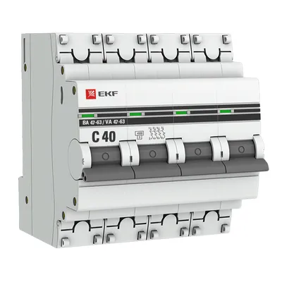 Автоматический выключатель EKF ВА 47-63 PROxima mcb4763-4-40C-pro, 4P, 40 А, C, 4,5 кА