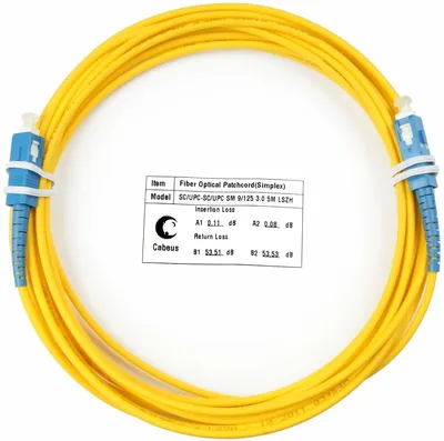 Патч-корд оптический Cabeus FOP(s)-9-SC-SC-5m, simplex SC-SC, OS2 9/125, LSZH, 5 м