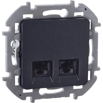 Розетка компьютерная IEK INSPIRIA, двойная RJ45 Cat.6 UTP, антрацит