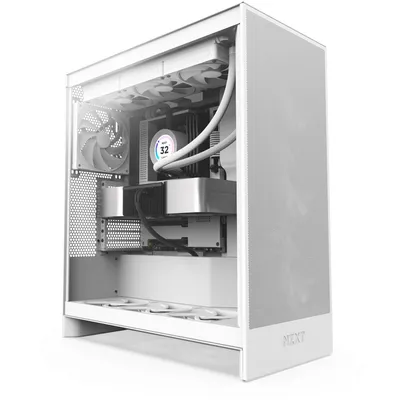 Корпус NZXT H7 Flow CM-H72FW-01, Midi-Tower, TG, 3×120mm, USB-C, белый
