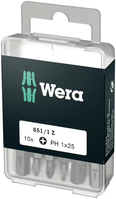 Набор бит WERA WE-072400, PH1, 25 мм, хвостовик 1/4", 10 шт