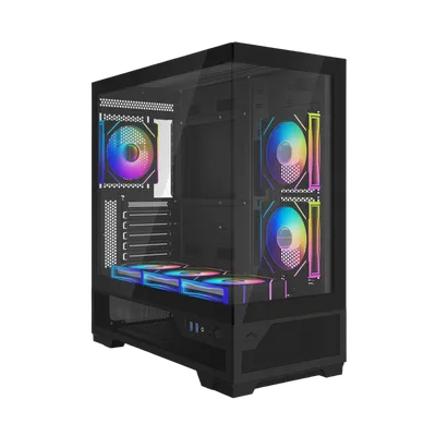 Корпус SAMA V43-BKADA6X1-GL, Midi-Tower, TG, 6×120mm ARGB, ATX