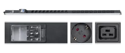 Блок PDU Cabeus PDU-16-10S-10C19-B-T, 16А, 10xSchuko, 10xC19, вертикальный