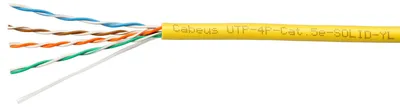 Кабель Cabeus UTP-4P-Cat.5e-SOLID-YL-100, U/UTP 5e, 4 пары 24 AWG, одножильный, 100 м