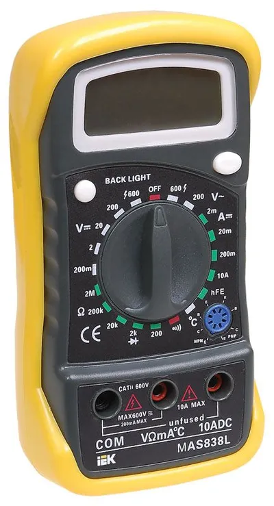 Мультиметр IEK TMD-3L-838 (Master MAS838L), 600 В, 10 А, 2 МОм