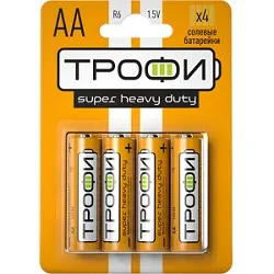 Батарейки Трофи R6-4Bl Super Heavy Duty Zinc, AA, 1,5 В, 4 шт.