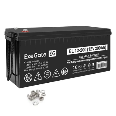 Exegate EX301511RUS Гелевая аккумуляторная батарея ExeGate EL 12-200-М8 (12V 200Ah, болт М8)