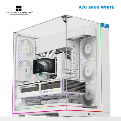 Корпус без блока питания/ Case Thermalright A70 FAN5-C, Midi-Tower, TG, 5x120mm ARGB, 2xUSB-A 3.0, 1xUSB Type-C, ATX, mATX, mITX White