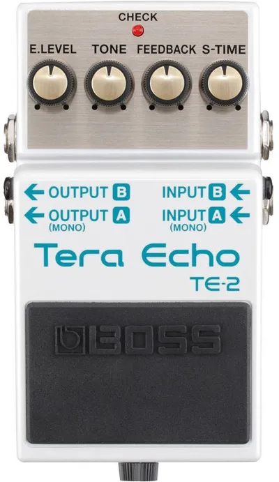 Педаль эхо-эффекта Tera Echo BOSS [TE-2] Регуляторы: E.Level, Tone, Feedback, S?Time. Функция Freeze. Моно/стерео разъёмы, питание 9 В. Металлический корпус. Габариты: 12,9х7,3х5,9 см, вес: 435 г.