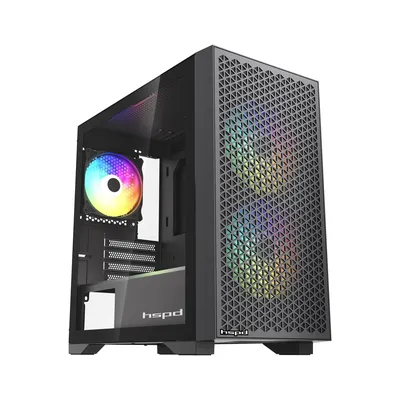 Корпус HSPD M335-TGBK-ARGB, Mini-Tower, mATX/mITX, TG, 3 ARGB-вентилятора