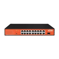 Коммутатор Wi-Tek WI-PS518GH, неуправляемый PoE 150 Вт, 16 PoE FE + 1GE + 1 Combo
