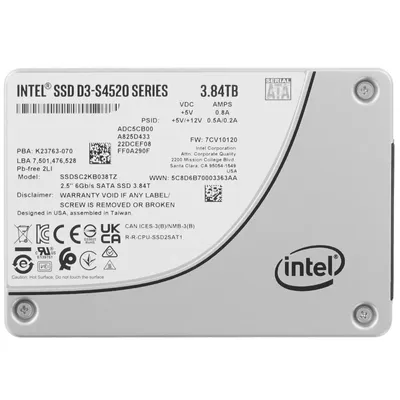 Твердотельный накопитель Intel D3-S4520 (SSDSC2KB038TZ01), 3,84 ТБ, 2.5", SATA III