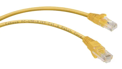 Патч-корд Cabeus PC-UTP-RJ45-Cat.6-2m-YL, U/UTP Cat.6, 2×RJ45, 2м, желтый