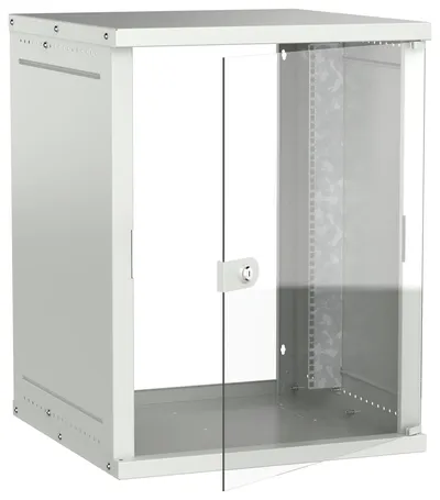 Шкаф настенный ITK LWE3-15U66-GF-G, 15U, 600×600мм, стеклянная дверь, серый