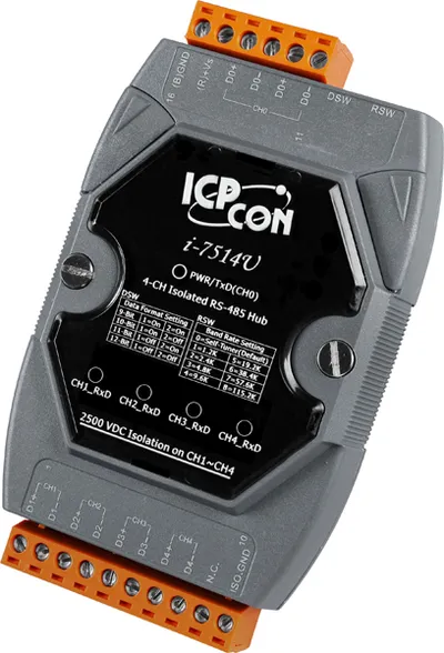 Повторитель ICP DAS I-7514U-G CR, RS-485, 4 изолированных канала, DIN-рейка