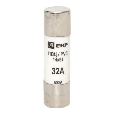 Плавкая вставка EKF pvc-14x51-32, цилиндрическая, 14×51, 32А