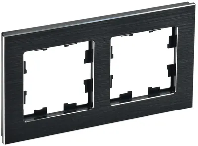 Рамка для розеток IEK BRITE BR-M22-M-K02, 2-местная, металл, черная, IP20