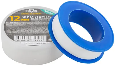 Лента ФУМ FIT 70682М, PTFE, 12 мм x 10 м x 0,075 мм, плотность 0,20 г/см³
